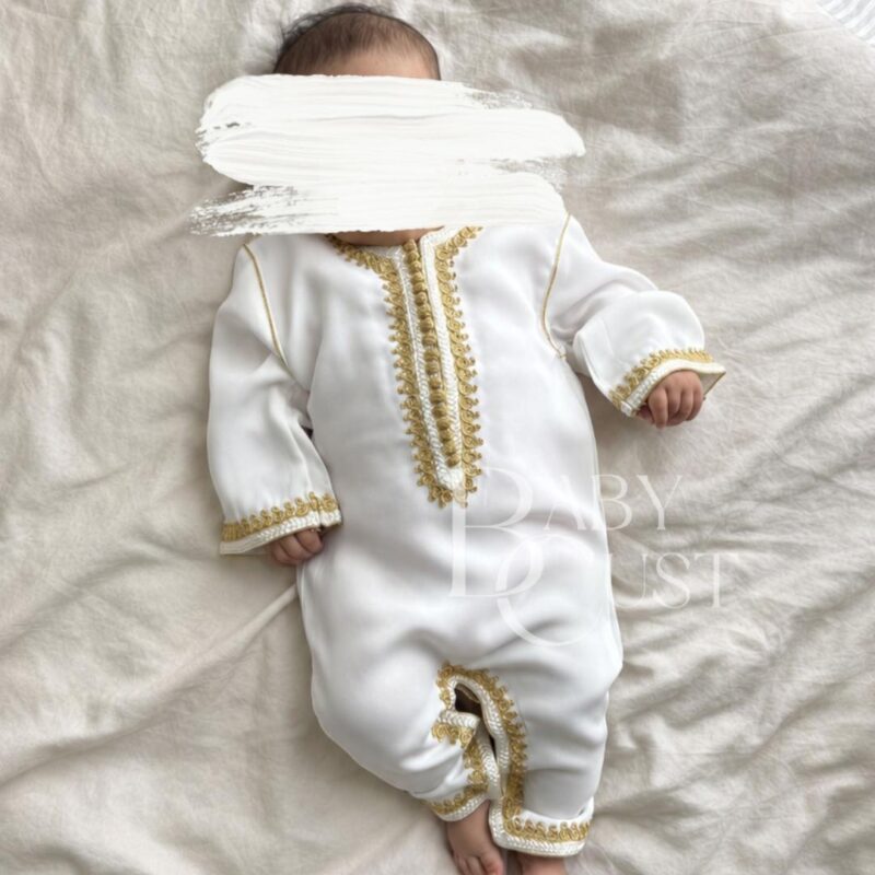 grenouillère jabador blanc et doré pour bébé